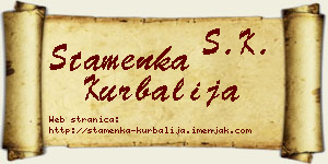 Stamenka Kurbalija vizit kartica